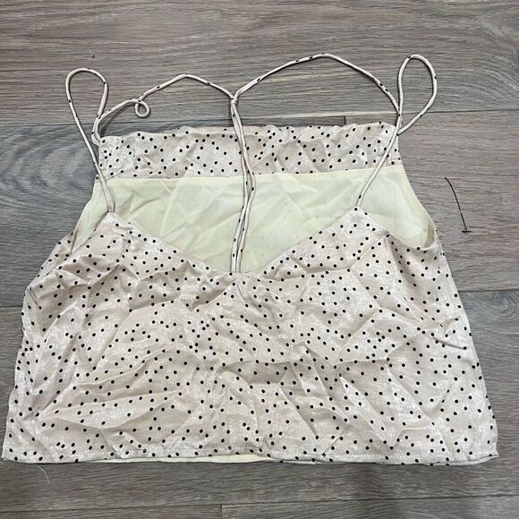 Superdown Women's Cream Black Spaghetti Strap Polka Dot Crop Top Size Small - Picture 2 of 3